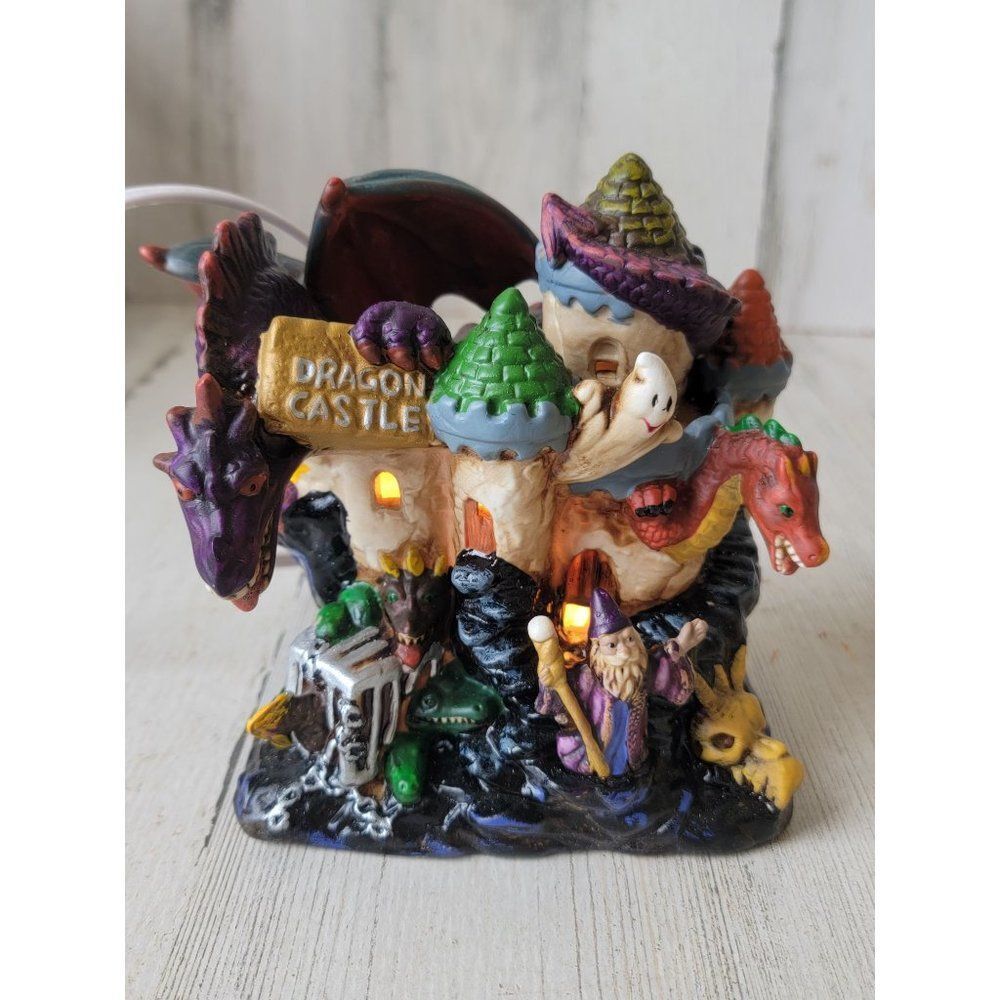 Vintage Dragon Castle ceramic wizard Halloween prop decor scary‎ skull